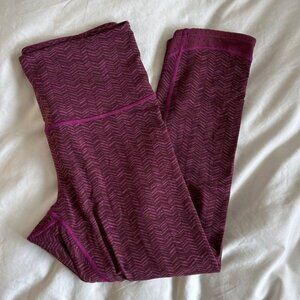 Lululemon Heather Burgundy Plum Herringbone Full on Luon Crop